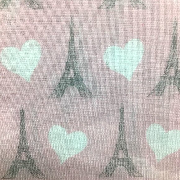 3pc Pink Paris TWIN Sheet Pillowcase Set Gray Eiffel Tower Heart Bedding Envogue - Picture 5 of 5